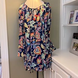 Anne Cole Floral Swim Suit Cover-Up Bell Sleeves Sz XS